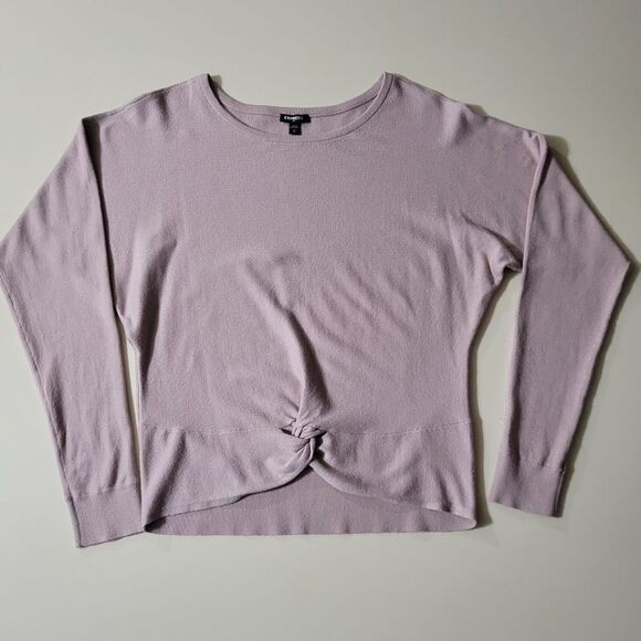 Express Pink Knotted Front Round Neck Dolman Sleeve Sweater - Picture 1 of 13